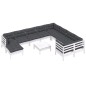 vidaXL 11-tlg. Garten-Lounge-Set mit Kissen Weiß Kiefernholz vidaXL 11-tlg. Garten-Lounge-Set mit Kissen Weiß Kiefernholz