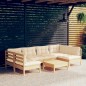 vidaXL 7-tlg. Garten-Lounge-Set mit Creme Kissen Massivholz Kiefer vidaXL 7-tlg. Garten-Lounge-Set mit Creme Kissen Massivholz Kiefer