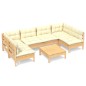 vidaXL 7-tlg. Garten-Lounge-Set mit Creme Kissen Massivholz Kiefer vidaXL 7-tlg. Garten-Lounge-Set mit Creme Kissen Massivholz Kiefer