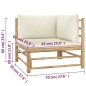 4-tlg. Garten-Lounge-Set mit Cremeweißen Kissen Bambus 4-tlg. Garten-Lounge-Set mit Cremeweißen Kissen Bambus