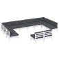 vidaXL 12-tlg. Garten-Lounge-Set mit Kissen Weiß Kiefer Massivholz vidaXL 12-tlg. Garten-Lounge-Set mit Kissen Weiß Kiefer Massivholz