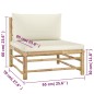 4-tlg. Garten-Lounge-Set mit Cremeweißen Kissen Bambus 4-tlg. Garten-Lounge-Set mit Cremeweißen Kissen Bambus