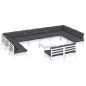 vidaXL 13-tlg. Garten-Lounge-Set mit Kissen Weiß Kiefer Massivholz vidaXL 13-tlg. Garten-Lounge-Set mit Kissen Weiß Kiefer Massivholz