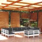 vidaXL 12-tlg. Garten-Lounge-Set mit Kissen Weiß Kiefer Massivholz vidaXL 12-tlg. Garten-Lounge-Set mit Kissen Weiß Kiefer Massivholz