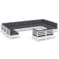 vidaXL 12-tlg. Garten-Lounge-Set mit Kissen Weiß Kiefer Massivholz vidaXL 12-tlg. Garten-Lounge-Set mit Kissen Weiß Kiefer Massivholz