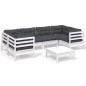 vidaXL 7-tlg. Garten-Lounge-Set mit Kissen Weiß Kiefernholz vidaXL 7-tlg. Garten-Lounge-Set mit Kissen Weiß Kiefernholz