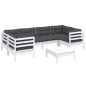 vidaXL 7-tlg. Garten-Lounge-Set mit Kissen Weiß Kiefernholz vidaXL 7-tlg. Garten-Lounge-Set mit Kissen Weiß Kiefernholz