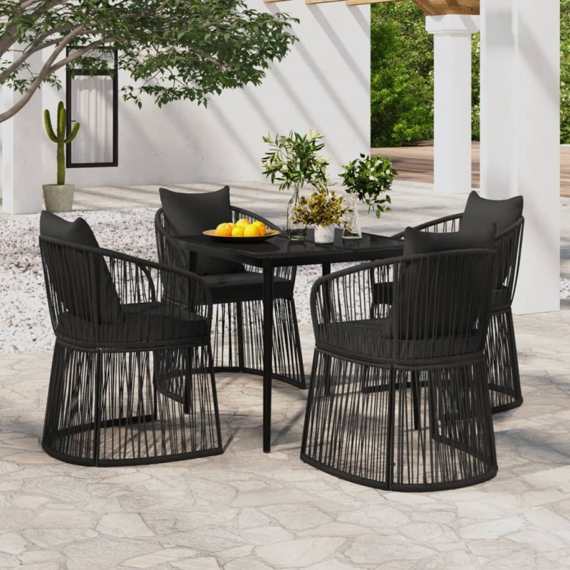 vidaXL 5-tlg. Garten-Essgruppe mit Kissen Schwarz vidaXL 5-tlg. Garten-Essgruppe mit Kissen Schwarz