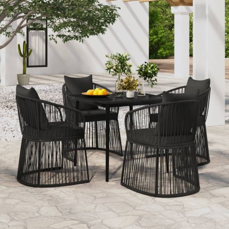 vidaXL 5-tlg. Garten-Essgruppe mit Kissen Schwarz