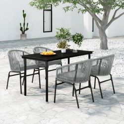 vidaXL 5-tlg. Garten-Essgruppe Grau