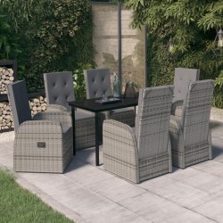 vidaXL 7-tlg. Garten-Essgruppe mit Kissen Grau