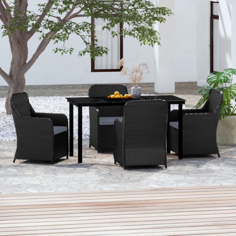 vidaXL 5-tlg. Garten-Essgruppe mit Kissen Schwarz vidaXL 5-tlg. Garten-Essgruppe mit Kissen Schwarz