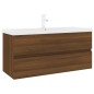vidaXL Waschbeckenschrank mit Einbaubecken Braun Eiche Holzwerkstoff vidaXL Waschbeckenschrank mit Einbaubecken Braun Eiche Holzwerkstoff