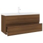 vidaXL Waschbeckenschrank mit Einbaubecken Braun Eiche Holzwerkstoff vidaXL Waschbeckenschrank mit Einbaubecken Braun Eiche Holzwerkstoff