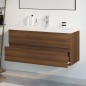 vidaXL Waschbeckenschrank mit Einbaubecken Braun Eiche Holzwerkstoff vidaXL Waschbeckenschrank mit Einbaubecken Braun Eiche Holzwerkstoff