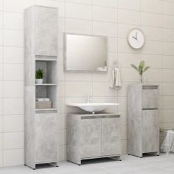 vidaXL 4-tlg. Badmöbel-Set Betongrau Holzwerkstoff