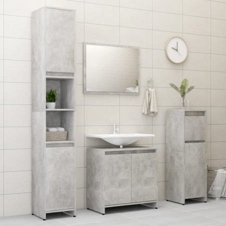 vidaXL 4-tlg. Badmöbel-Set Betongrau Holzwerkstoff