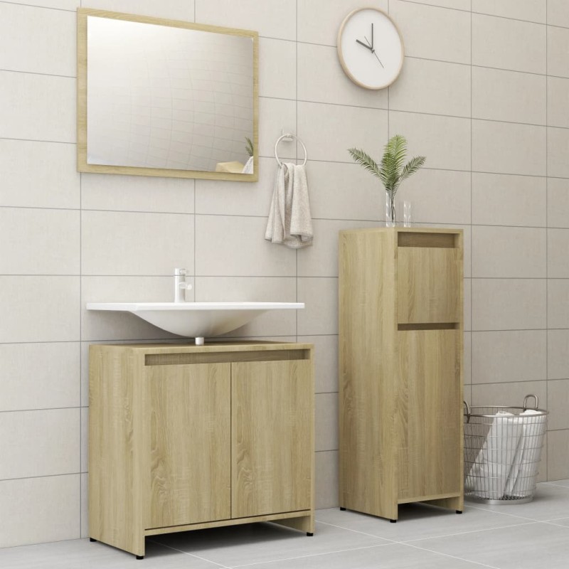 vidaXL 3-tlg. Badmöbel-Set Sonoma-Eiche Holzwerkstoff vidaXL 3-tlg. Badmöbel-Set Sonoma-Eiche Holzwerkstoff