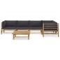vidaXL 6-tlg. Garten-Lounge-Set mit Dunkelgrauen Kissen Bambus vidaXL 6-tlg. Garten-Lounge-Set mit Dunkelgrauen Kissen Bambus