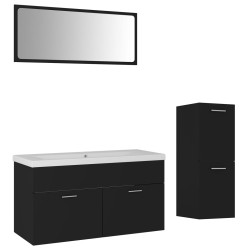 vidaXL Badmöbel-Set Schwarz Holzwerkstoff