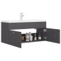 vidaXL Waschbeckenunterschrank mit Einbaubecken Hochglanz-Grau vidaXL Waschbeckenunterschrank mit Einbaubecken Hochglanz-Grau