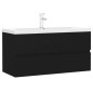 vidaXL Waschbeckenunterschrank mit Einbaubecken Schwarz Holzwerkstoff vidaXL Waschbeckenunterschrank mit Einbaubecken Schwarz Holzwerkstoff
