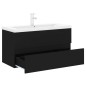 vidaXL Waschbeckenunterschrank mit Einbaubecken Schwarz Holzwerkstoff vidaXL Waschbeckenunterschrank mit Einbaubecken Schwarz Holzwerkstoff