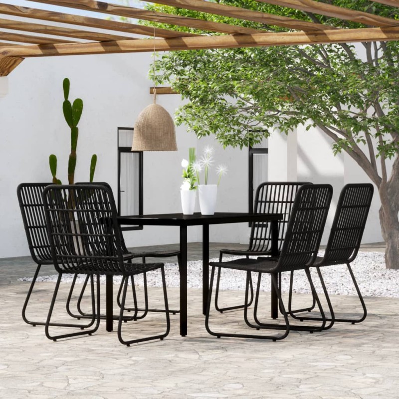 vidaXL 7-tlg. Garten-Essgruppe Schwarz vidaXL 7-tlg. Garten-Essgruppe Schwarz