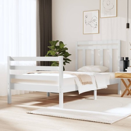 vidaXL Massivholzbett Weiß 90x190 cm