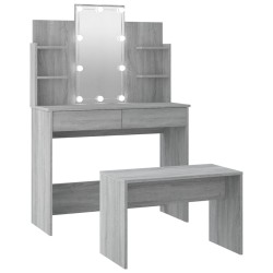 vidaXL Schminktisch-Set mit LED Grau Sonoma Holzwerkstoff