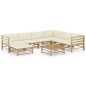 8-tlg. Garten-Lounge-Set mit Cremeweißen Kissen Bambus 8-tlg. Garten-Lounge-Set mit Cremeweißen Kissen Bambus