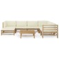 8-tlg. Garten-Lounge-Set mit Cremeweißen Kissen Bambus 8-tlg. Garten-Lounge-Set mit Cremeweißen Kissen Bambus