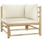 8-tlg. Garten-Lounge-Set mit Cremeweißen Kissen Bambus 8-tlg. Garten-Lounge-Set mit Cremeweißen Kissen Bambus