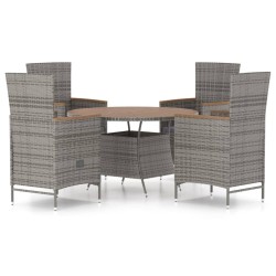 vidaXL 5-tlg. Garten-Essgruppe mit Auflagen Poly Rattan Grau