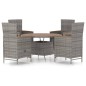 vidaXL 5-tlg. Garten-Essgruppe mit Auflagen Poly Rattan Grau vidaXL 5-tlg. Garten-Essgruppe mit Auflagen Poly Rattan Grau