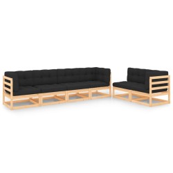 vidaXL 6-tlg. Garten-Lounge-Set mit Kissen Massivholz Kiefer
