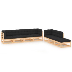 vidaXL 7-tlg. Garten-Lounge-Set mit Kissen Massivholz Kiefer