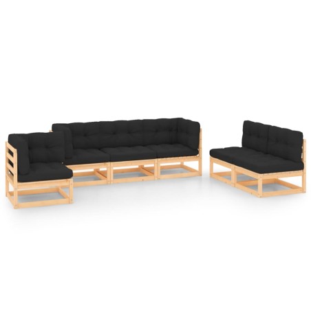 vidaXL 6-tlg. Garten-Lounge-Set mit Kissen Massivholz Kiefer