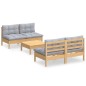 vidaXL 5-tlg. Garten-Lounge-Set mit Grauen Kissen Kiefernholz vidaXL 5-tlg. Garten-Lounge-Set mit Grauen Kissen Kiefernholz