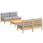 vidaXL 5-tlg. Garten-Lounge-Set mit Grauen Kissen Kiefernholz vidaXL 5-tlg. Garten-Lounge-Set mit Grauen Kissen Kiefernholz