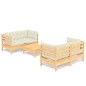 vidaXL 5-tlg. Garten-Lounge-Set mit Creme Kissen Kiefernholz vidaXL 5-tlg. Garten-Lounge-Set mit Creme Kissen Kiefernholz