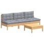 vidaXL 4-tlg. Garten-Lounge-Set mit Grauen Kissen Kiefernholz vidaXL 4-tlg. Garten-Lounge-Set mit Grauen Kissen Kiefernholz