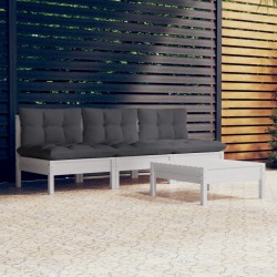 vidaXL 4-tlg. Garten-Lounge-Set mit Anthrazit Kissen Kiefernholz