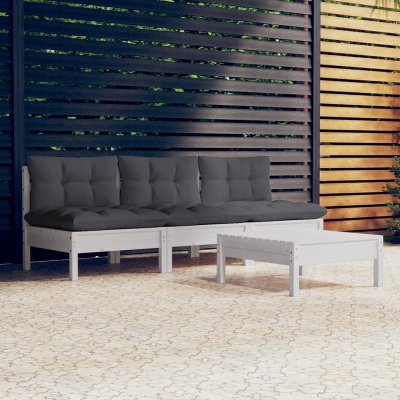 vidaXL 4-tlg. Garten-Lounge-Set mit Anthrazit Kissen Kiefernholz vidaXL 4-tlg. Garten-Lounge-Set mit Anthrazit Kissen Kiefernholz