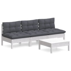vidaXL 4-tlg. Garten-Lounge-Set mit Anthrazit Kissen Kiefernholz