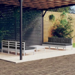 vidaXL 7-tlg. Garten-Lounge-Set mit Anthrazit Kissen Kiefernholz