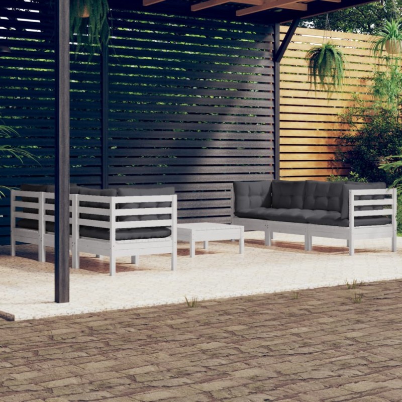 vidaXL 7-tlg. Garten-Lounge-Set mit Anthrazit Kissen Kiefernholz vidaXL 7-tlg. Garten-Lounge-Set mit Anthrazit Kissen Kiefernholz