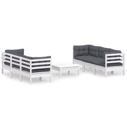 vidaXL 7-tlg. Garten-Lounge-Set mit Anthrazit Kissen Kiefernholz