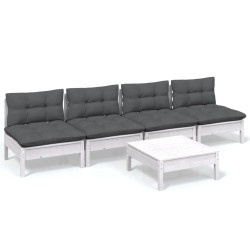 vidaXL 5-tlg. Garten-Lounge-Set mit Anthrazit Kissen Kiefernholz