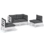 vidaXL 4-tlg. Garten-Lounge-Set mit Kissen Kiefer Massivholz vidaXL 4-tlg. Garten-Lounge-Set mit Kissen Kiefer Massivholz